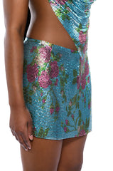 FLORAL CHAINMAIL HALTER SKIRT