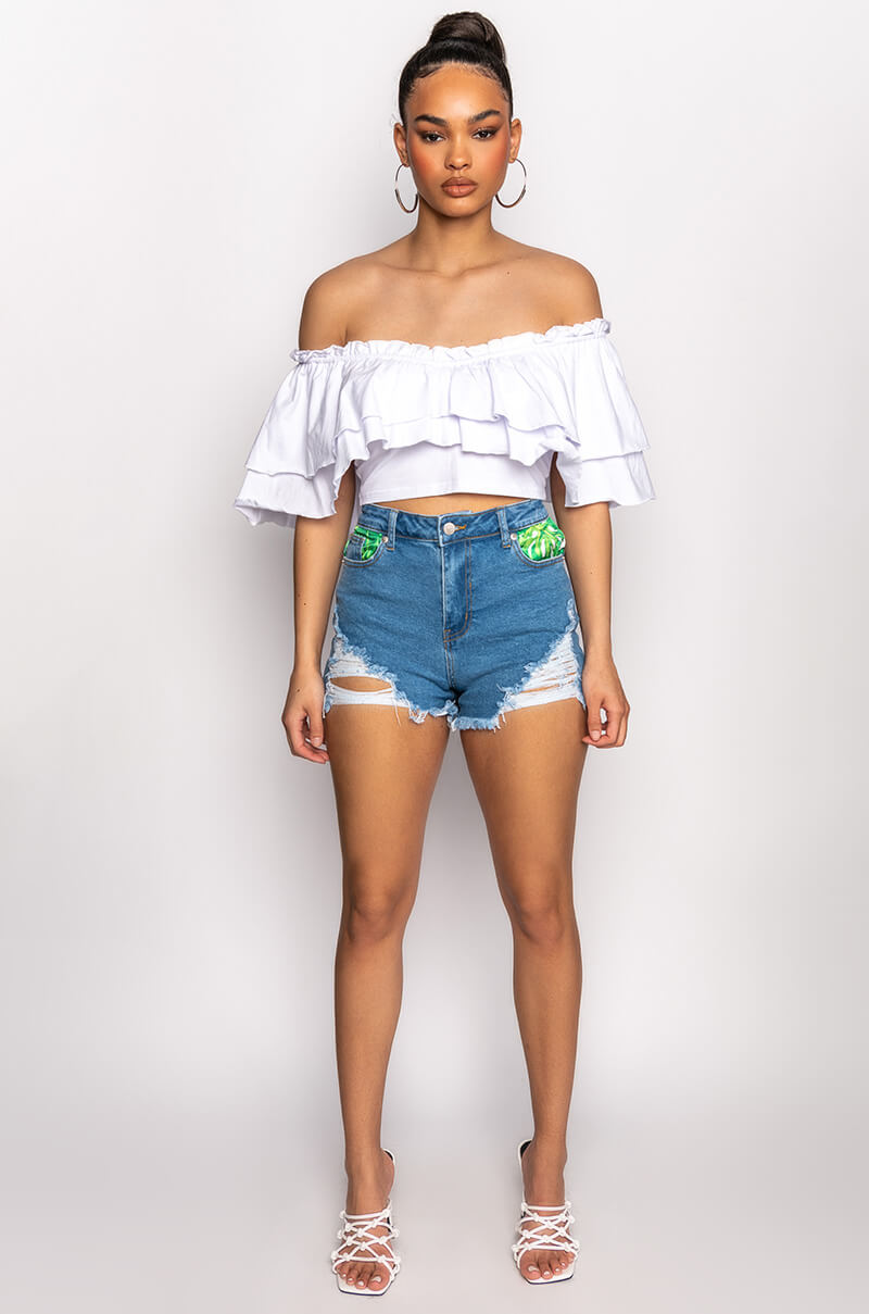 CHEYENNE RUFFLE CROP TOP