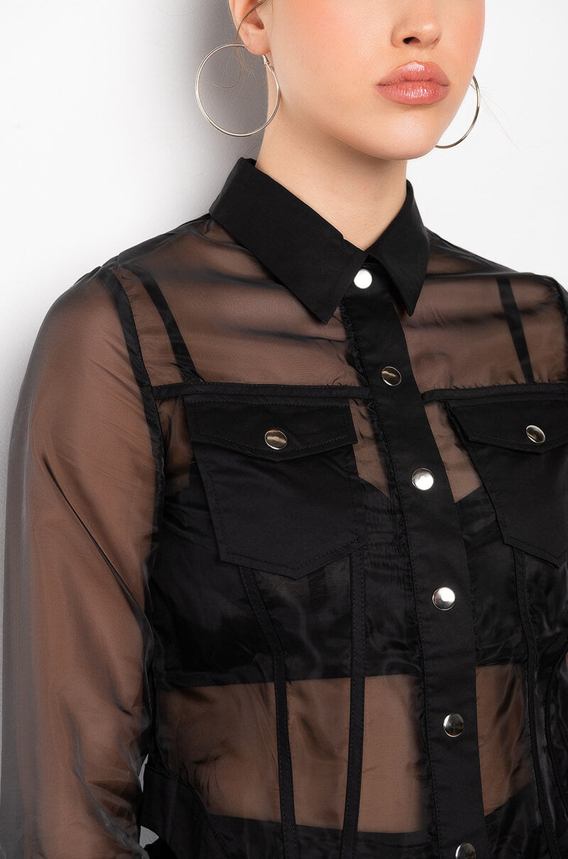 INCOGNITO SHEER BUTTON DOWN