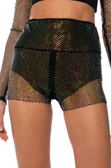 INTO YOUR IMAGINATION RHINESTONE MINI SHORTS