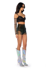 INTO YOUR IMAGINATION RHINESTONE MINI SHORTS