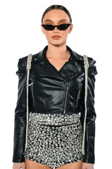 MENELI MOTO WITH RHINESTONE BRAID