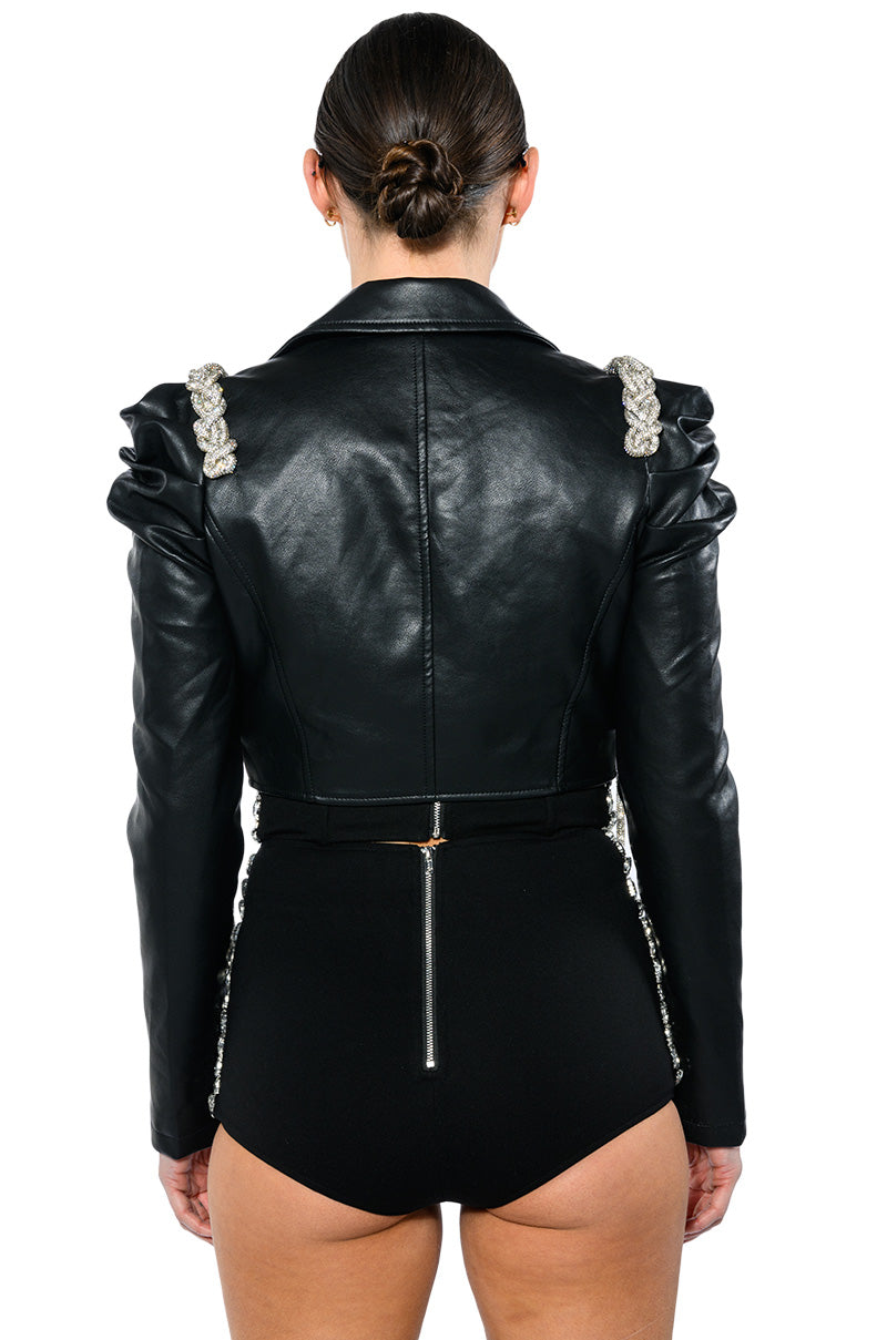 MENELI MOTO WITH RHINESTONE BRAID