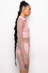 ISSA LOOK MINI RHINESTONE MESH DRESS