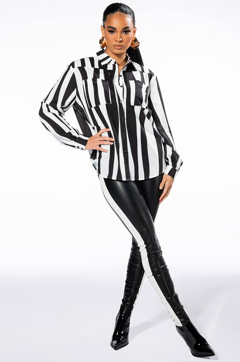 EXOTICA SATIN BUTTON DOWN BLOUSE