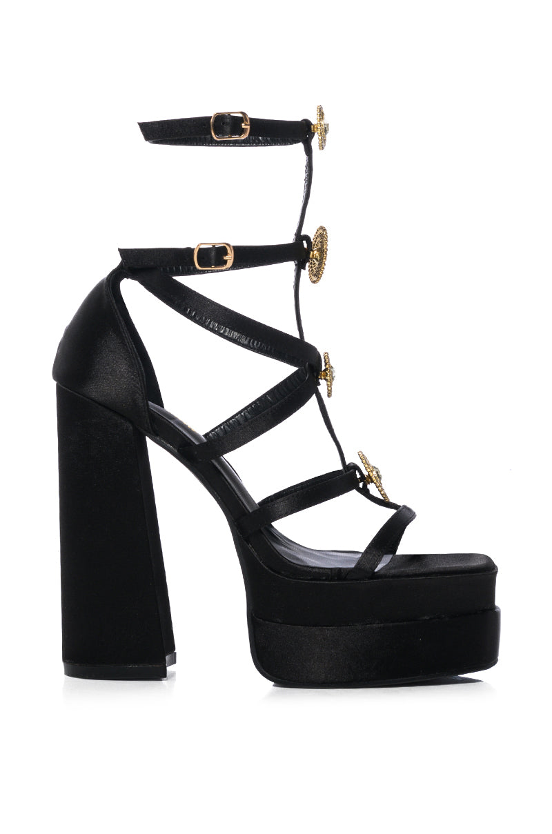 ITALIA BLACK CHUNKY EMBELLISHED SANDAL