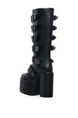 ITS FATE EMBELLISHED KNEE HIGH BUCKLE BOOT IN BLACK