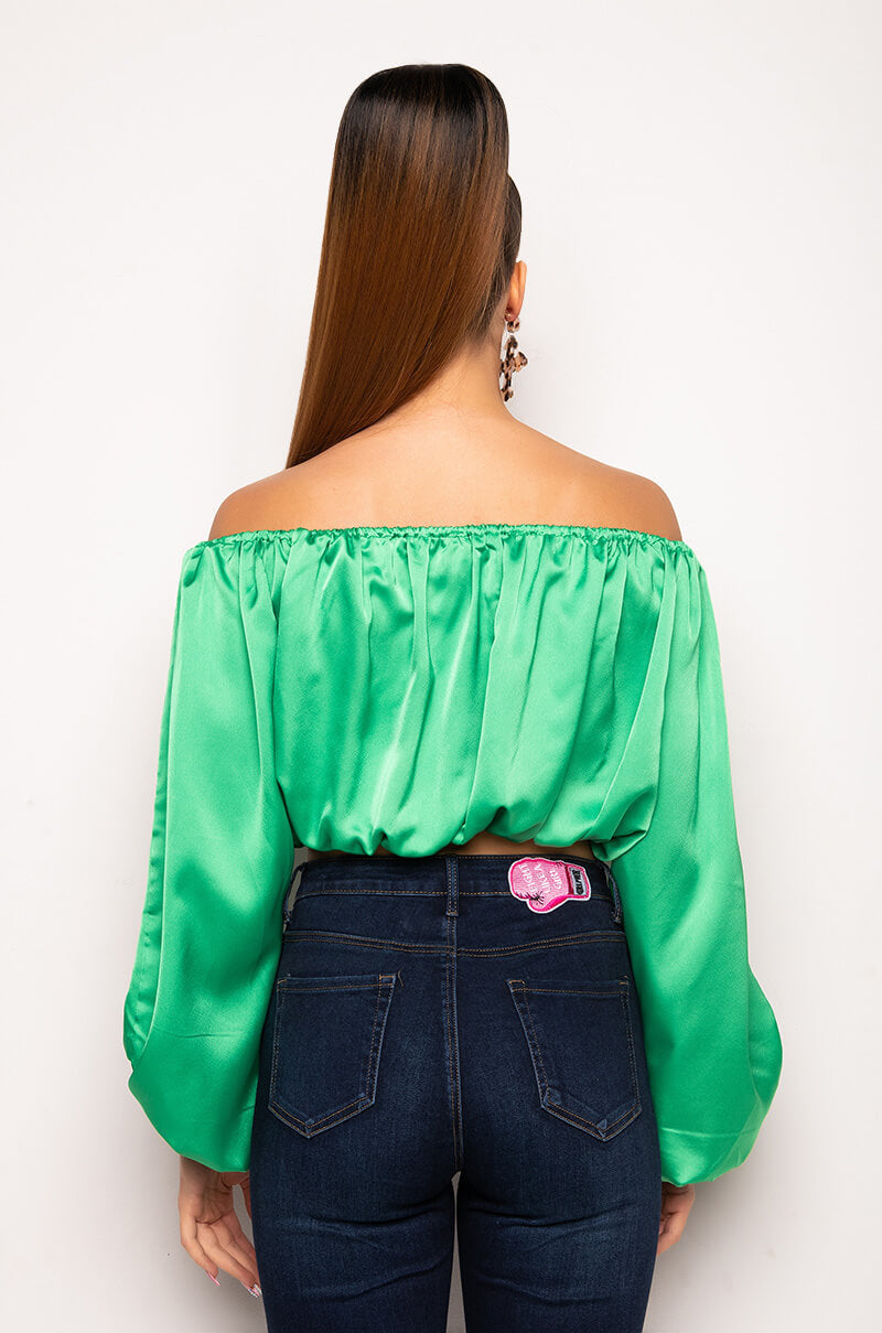 RAYLA OFF THE SHOULDER CROPPED BLOUSE