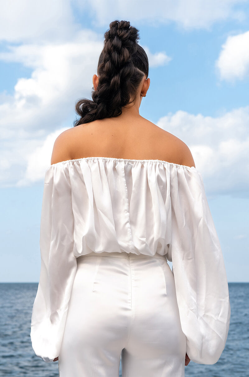 RAYLA OFF THE SHOULDER CROPPED BLOUSE