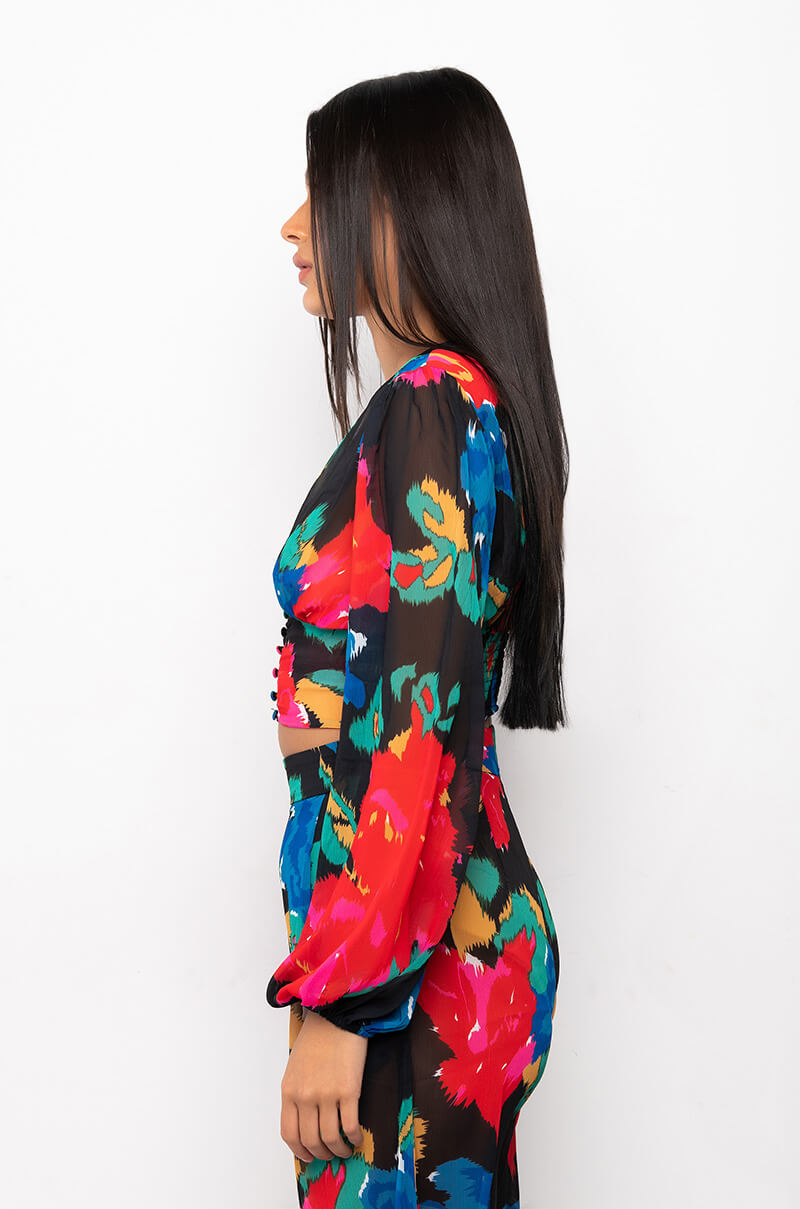 ELISABETTA BUTTON FRONT LONG SLEEVE BLOUSE