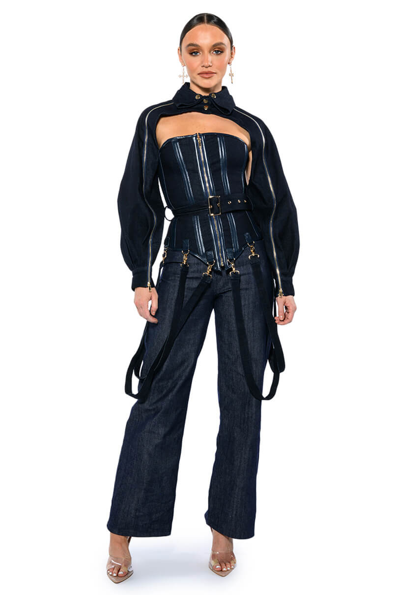 IT'S THE DETAILS FOR ME DENIM CORSET AND CROPPED JACKET