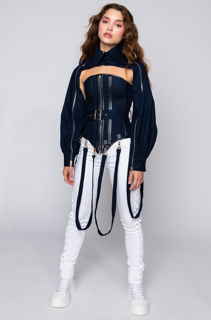 IT'S THE DETAILS FOR ME DENIM CORSET AND CROPPED JACKET