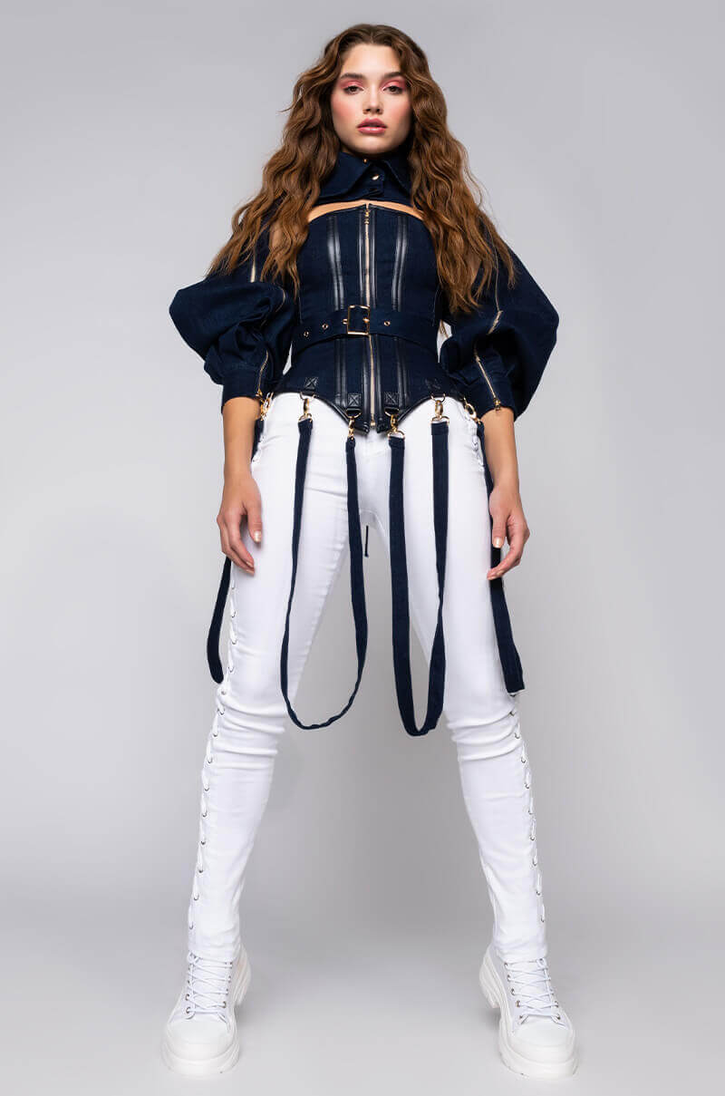 IT'S THE DETAILS FOR ME DENIM CORSET AND CROPPED JACKET