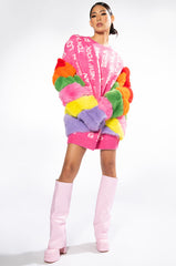 JAYLEY BRAND FAUX FUR RAINBOW JACKET