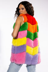 JAYLEY BRAND FAUX FUR RAINBOW VEST