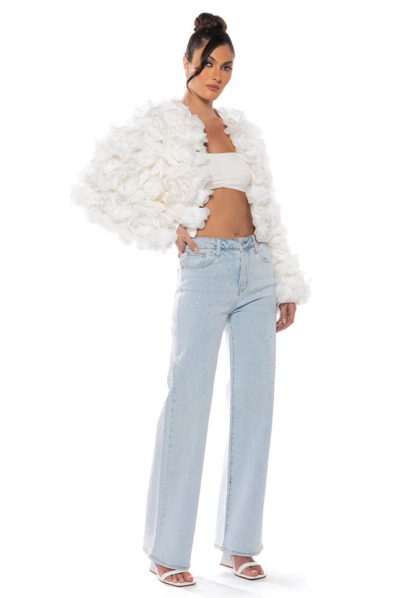 JILLIAN EMBELLISHED WIDE LEG JEANS