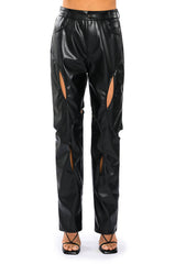 JUMP AROUND RELAXED CUTOUT FAUX LEATHER PANT