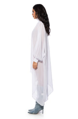 JUNE ASYMMETRICAL MIDI DRESS IN WHITE