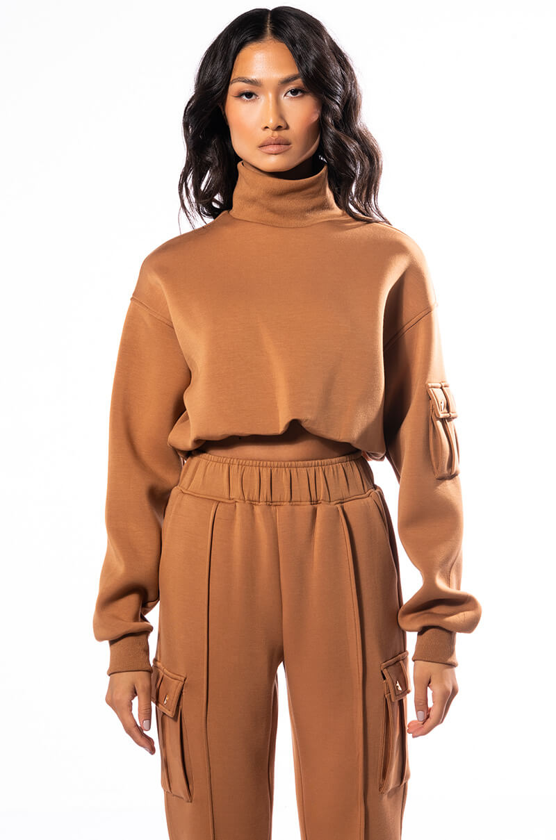 JUST A LOVER SCUBA MOCK NECK SWEATSHIRT