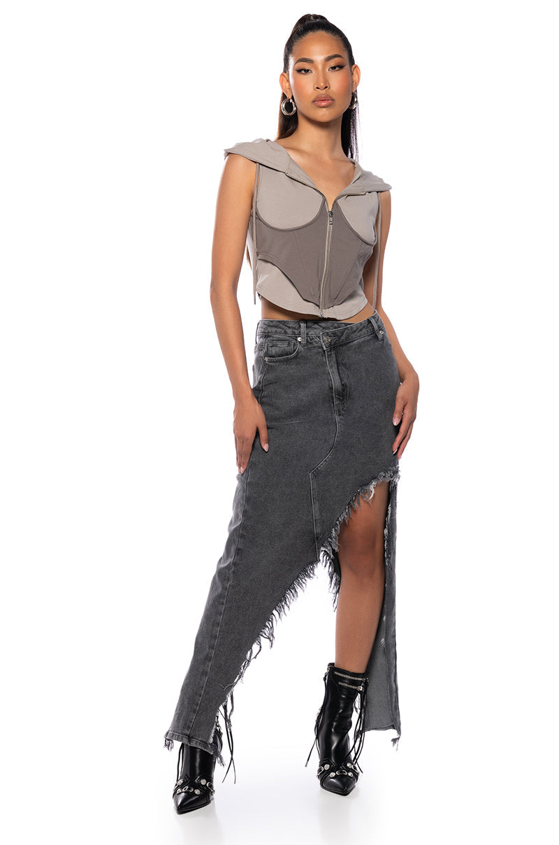 JUST WANNA DANCE HIGH LOW DENIM SKIRT