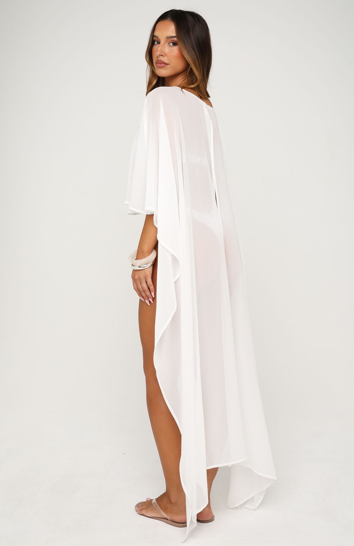Aura Mist Poncho Top Off White