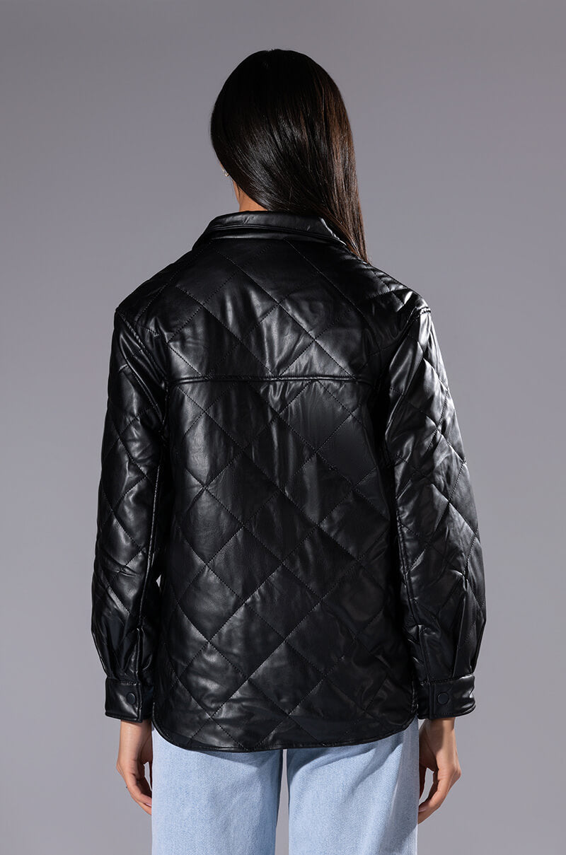 KATE FAUX LEATHER QUILTED BUTTONDOWN SHIRT