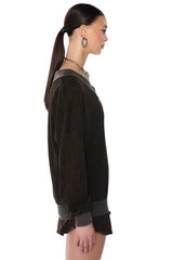 KAYLANI V NECK SWEATSHIRT IN CHARCOAL GREY