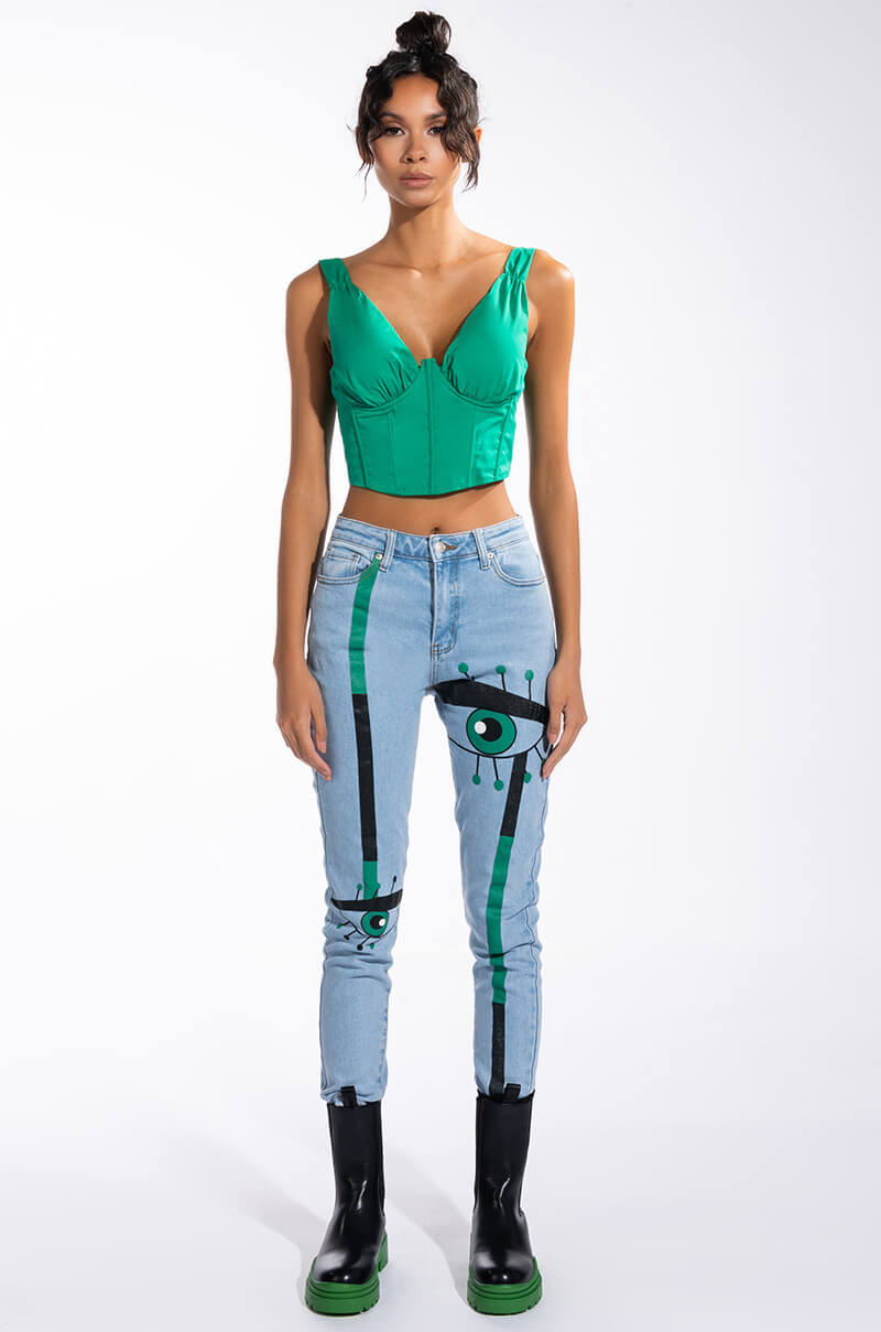 KEEP AN EYE ON ME PAINTED HIGH WAISTED SKINNY JEAN