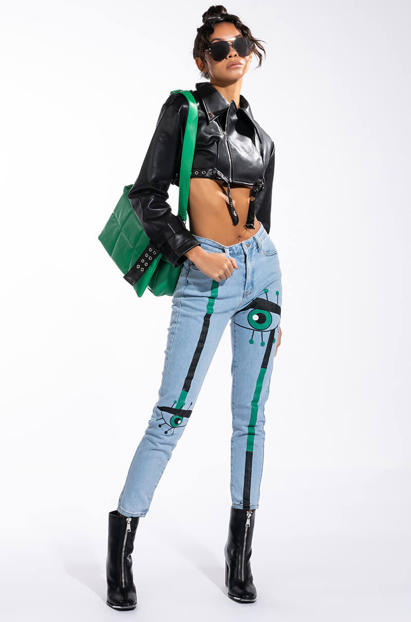 KEEP AN EYE ON ME PAINTED HIGH WAISTED SKINNY JEAN