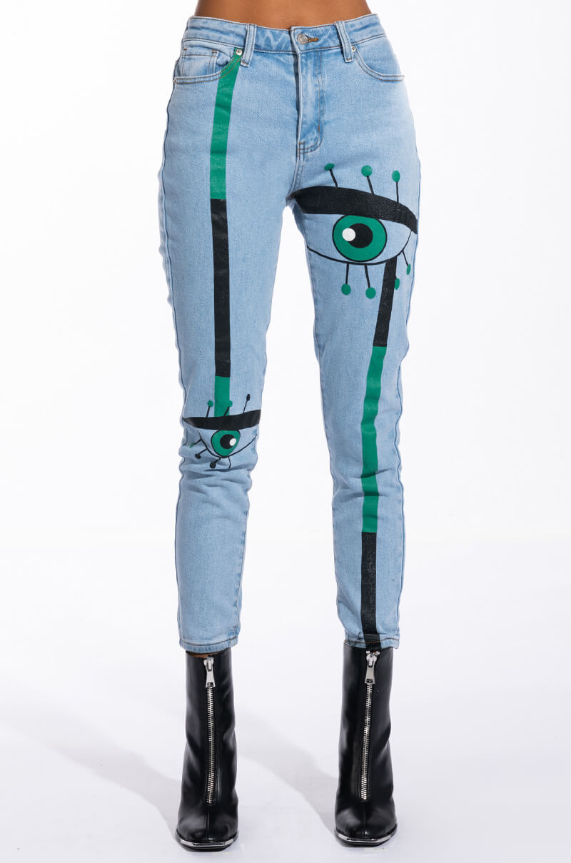 KEEP AN EYE ON ME PAINTED HIGH WAISTED SKINNY JEAN