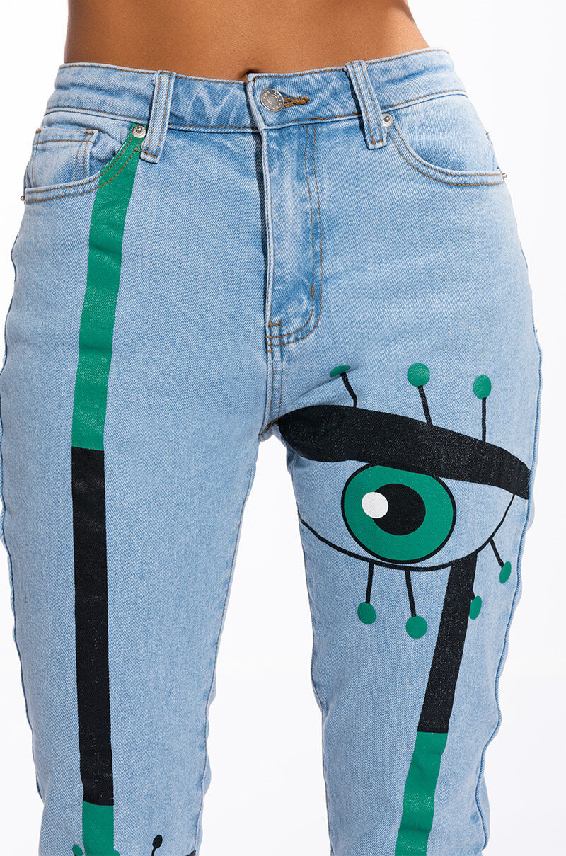 KEEP AN EYE ON ME PAINTED HIGH WAISTED SKINNY JEAN