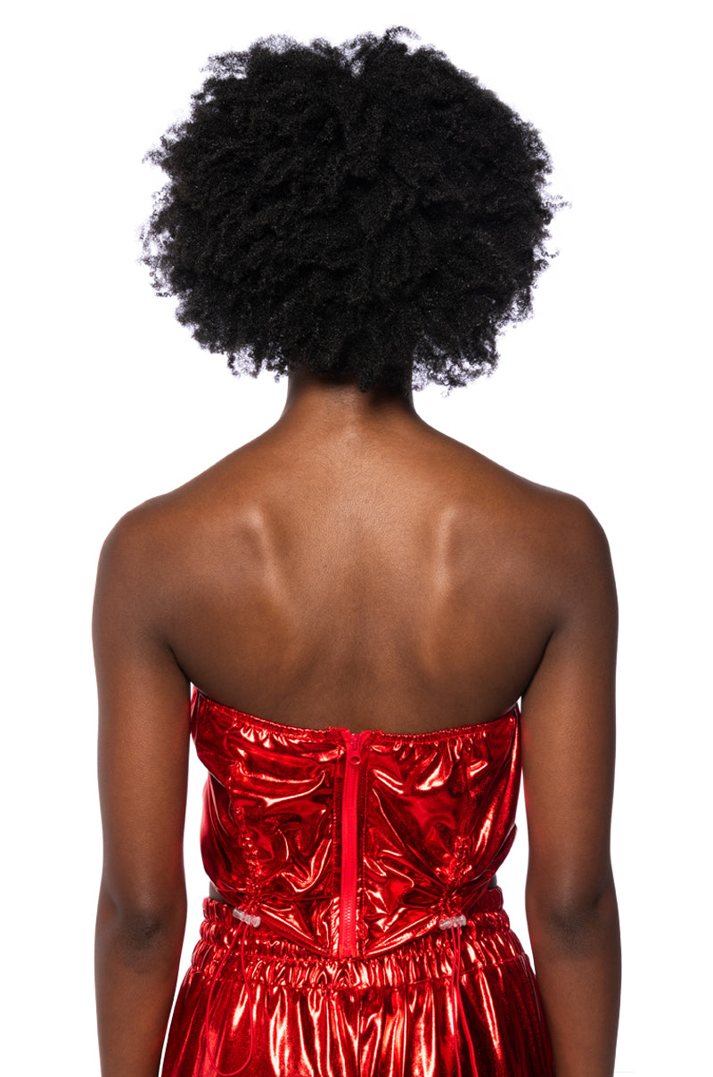 KEEP BREATHIN METALLIC PU TUBE TOP PANT SET