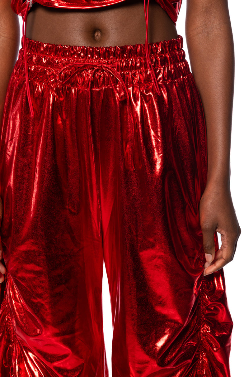 KEEP BREATHIN METALLIC PU TUBE TOP PANT SET