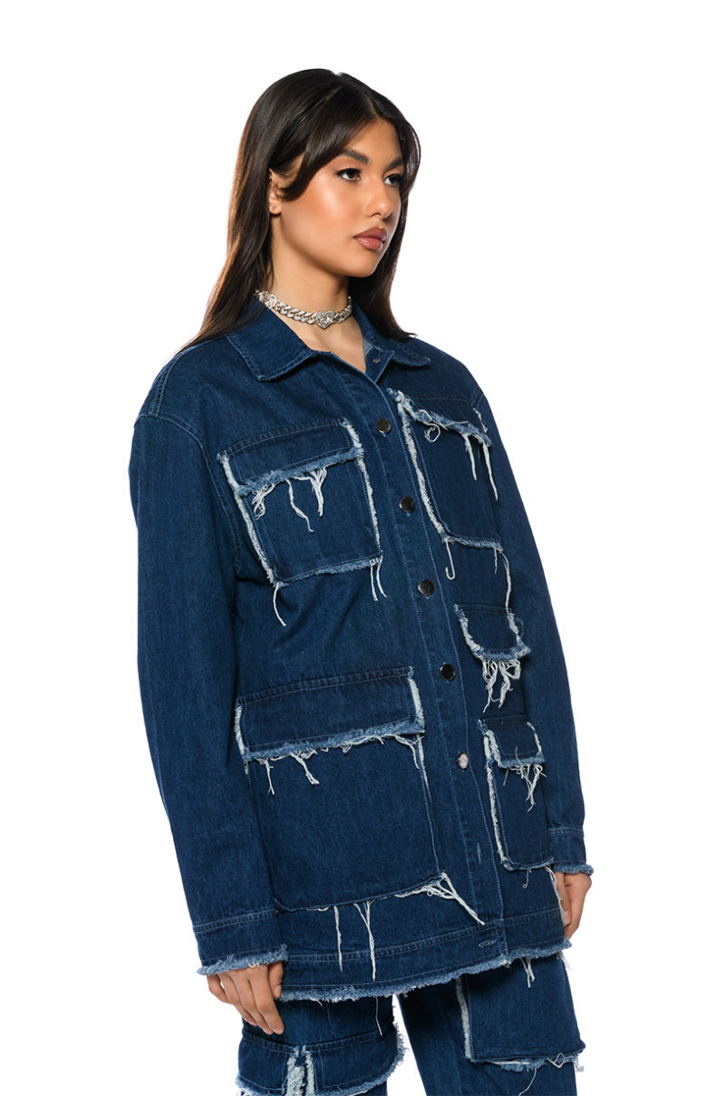 MILA DENIM POCKET DETAIL BUTTONDOWN