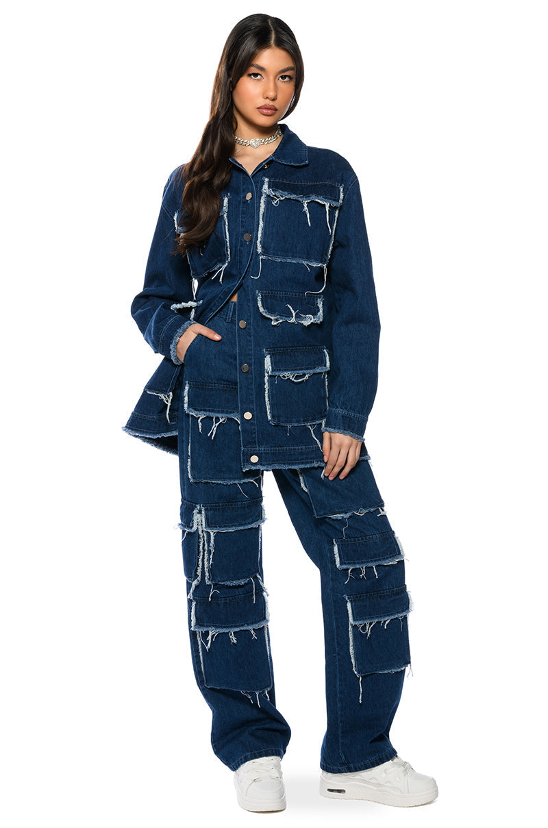 MILA DENIM POCKET DETAIL BUTTONDOWN