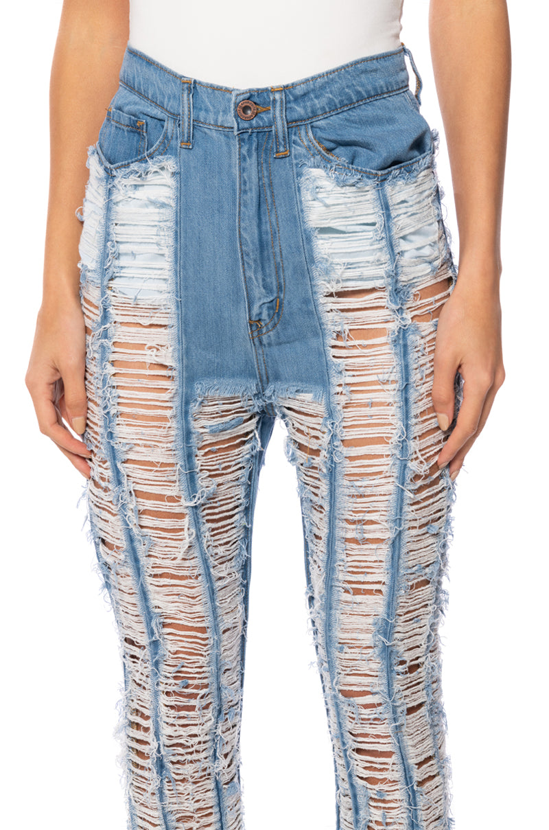 KEEP IT TOGETHER FULLY DISTRESSED STRAIGHT JEANS