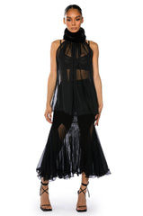 KEEP UP MERMAID FLARE MESH MIDI SKIRT