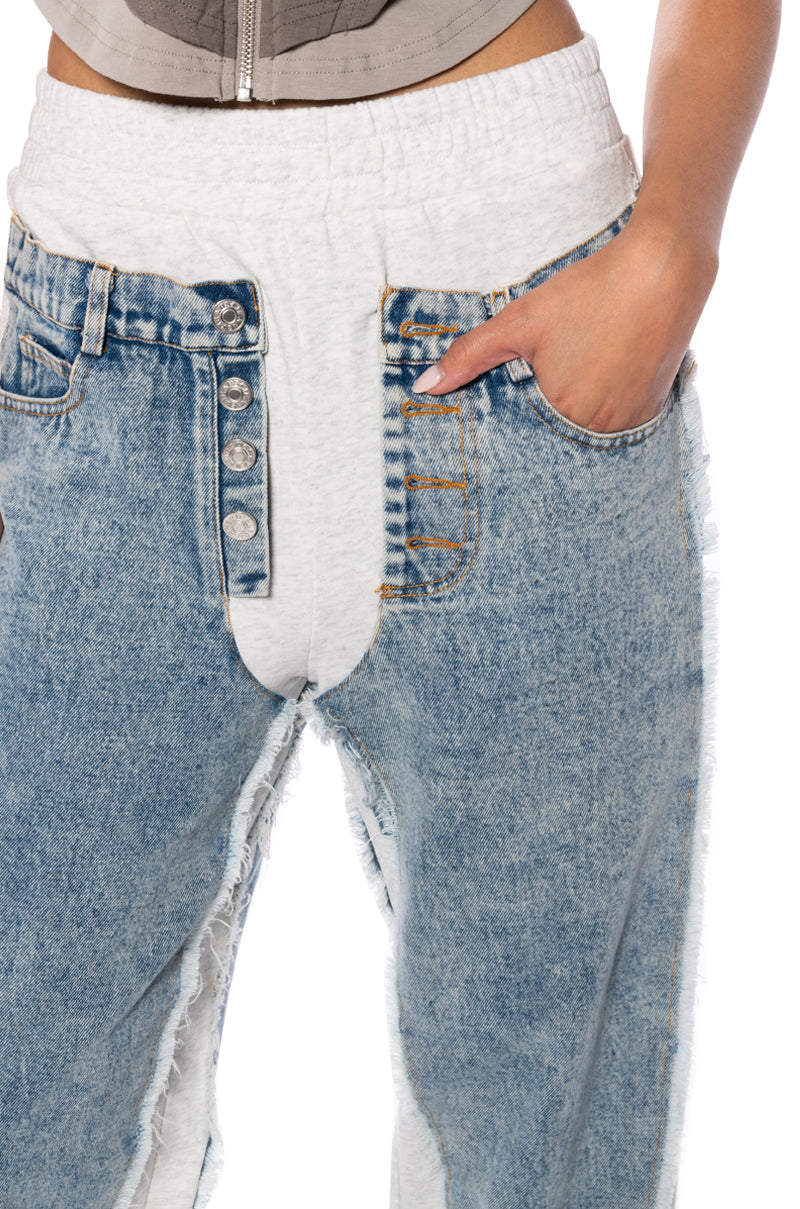 KIARA RELAXED JOGGER WITH DENIM DETAIL