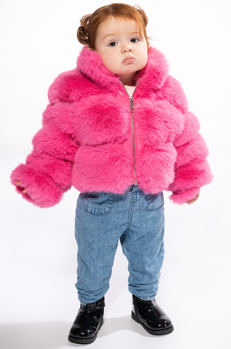 KIDS BARBZ FAUX FUR JACKET