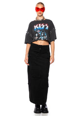 KISS STUDDED CROPPED BAND T SHIRT