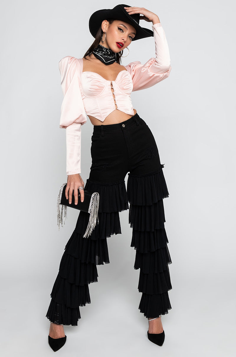 KYLIE HIGH RISE RUFFLES JEANS