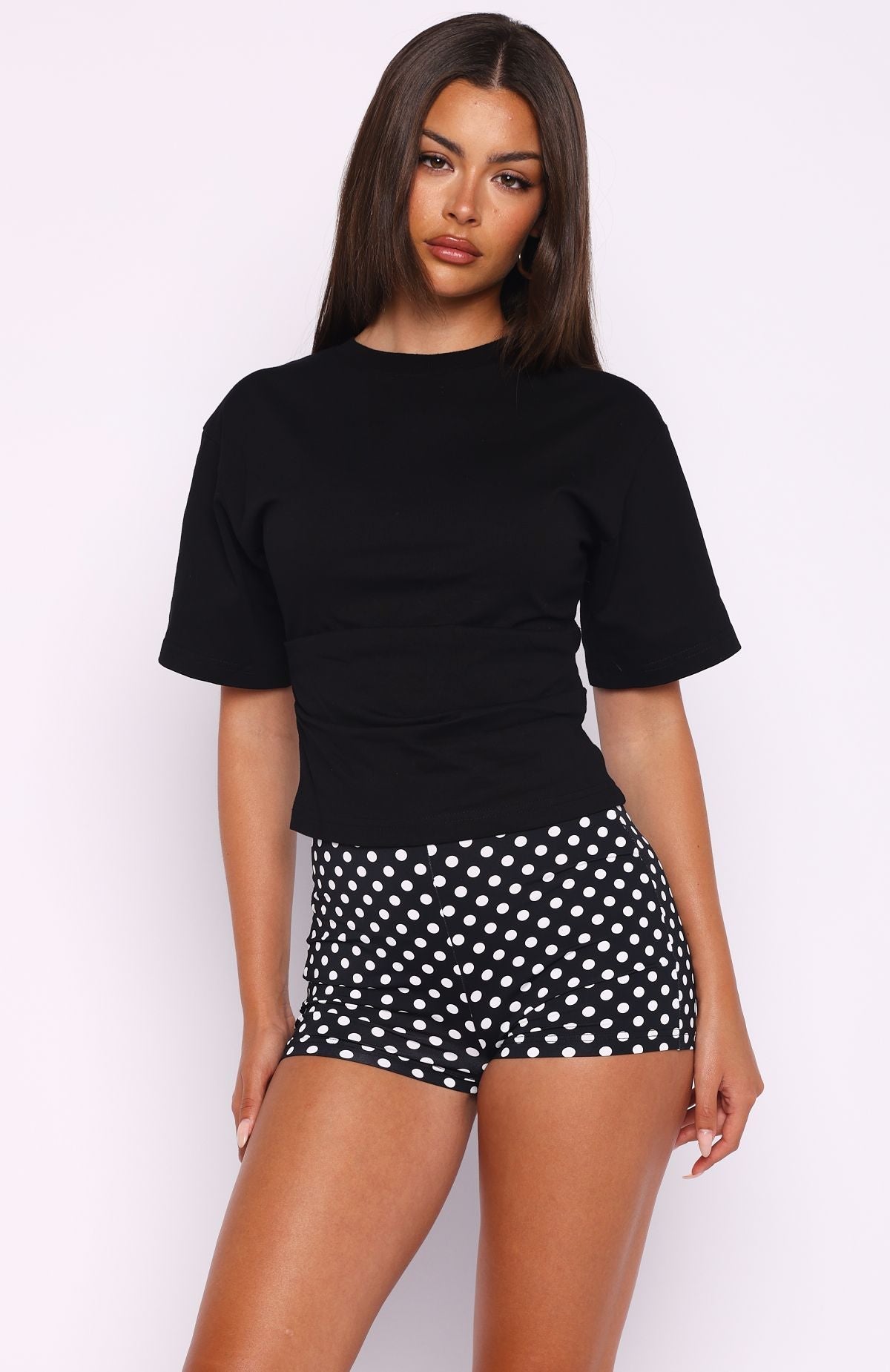 Destination Unknown Cinched Waist Boxy Tee Black