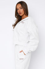 Can't Miss It Boxy Zip Front Hoodie Grey Marle/Rose Gold