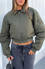 Something Forgotten Bomber Jacket Khaki