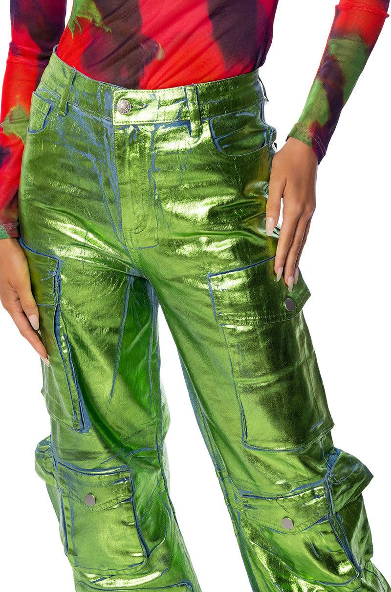 LA ISLA METALLIC CARGO JEANS
