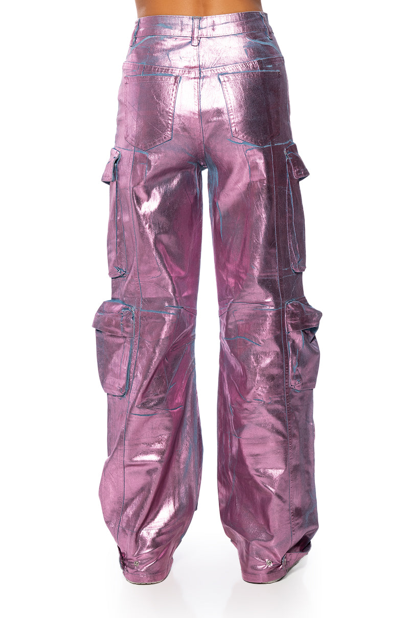 LA ISLA METALLIC CARGO JEANS