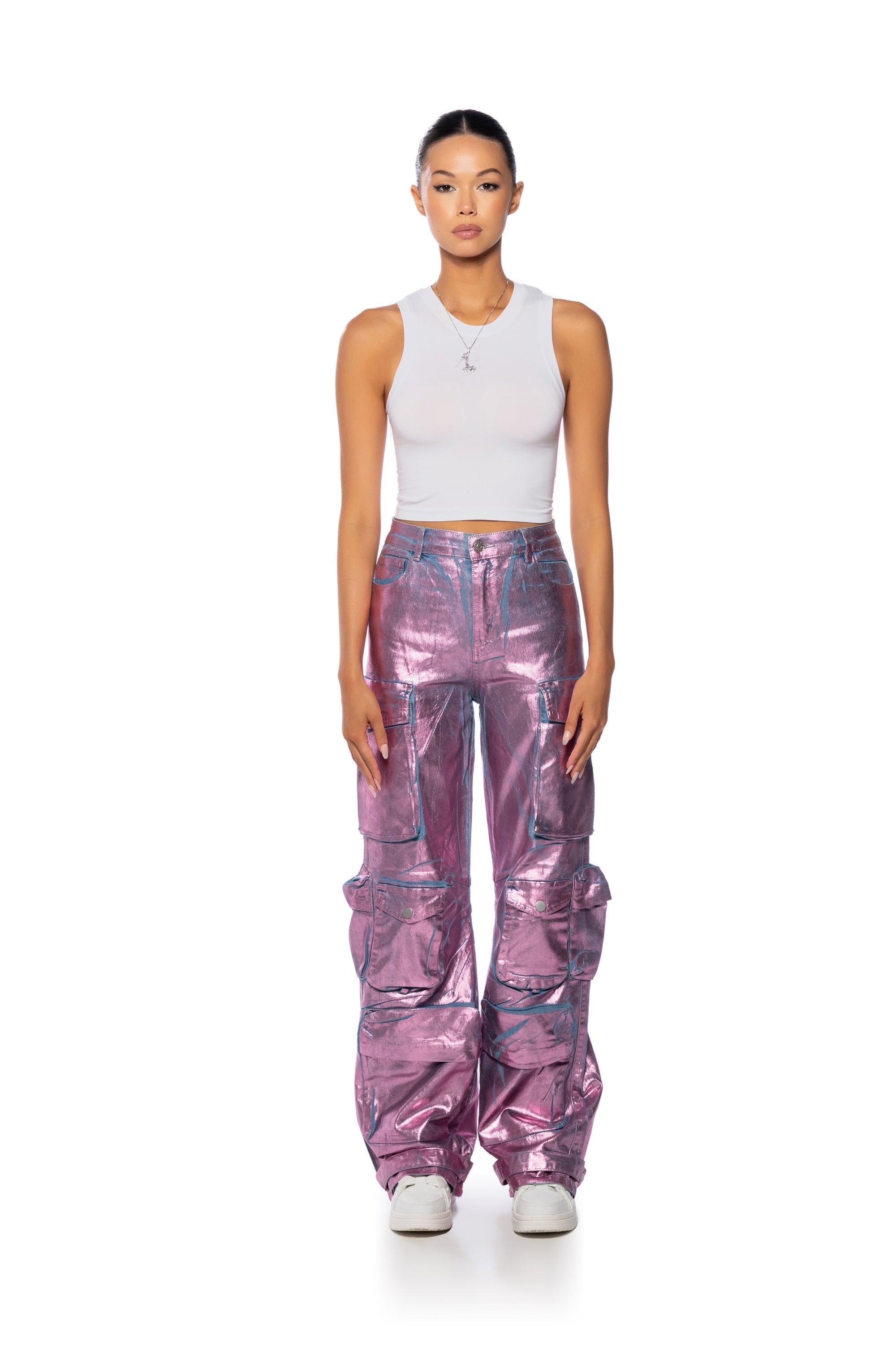 LA ISLA METALLIC CARGO JEANS