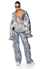 LA ISLA METALLIC CARGO JEANS