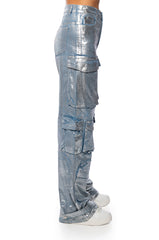 LA ISLA METALLIC CARGO JEANS