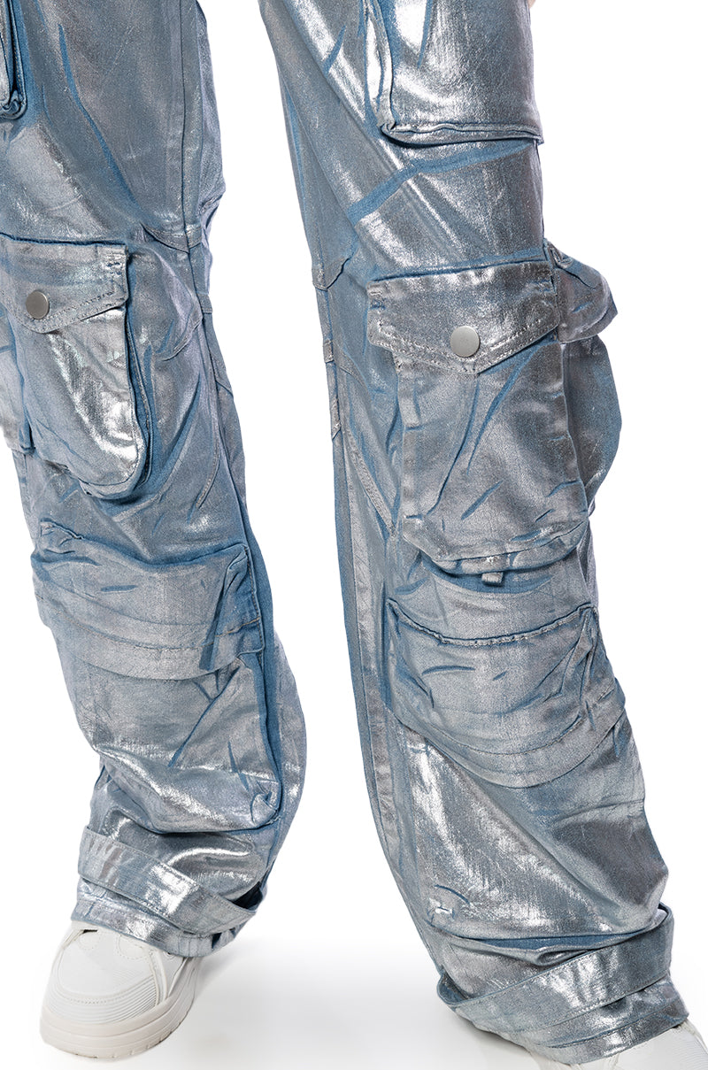 LA ISLA METALLIC CARGO JEANS